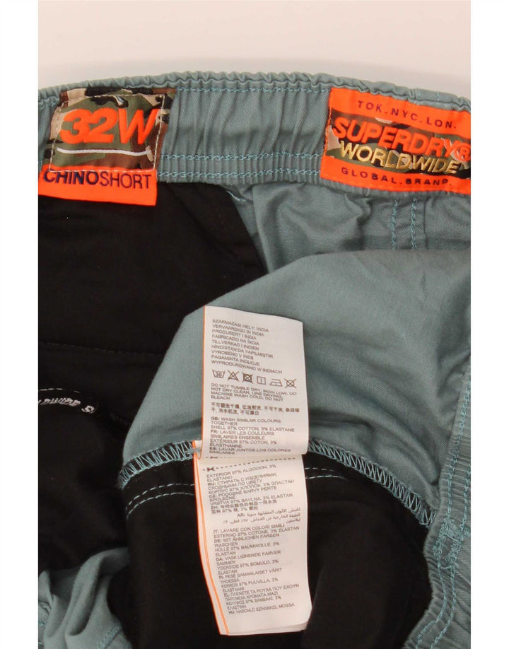 Pantaloni scurți chino Superdry pentru bărbați W32, bumbac verde mediu