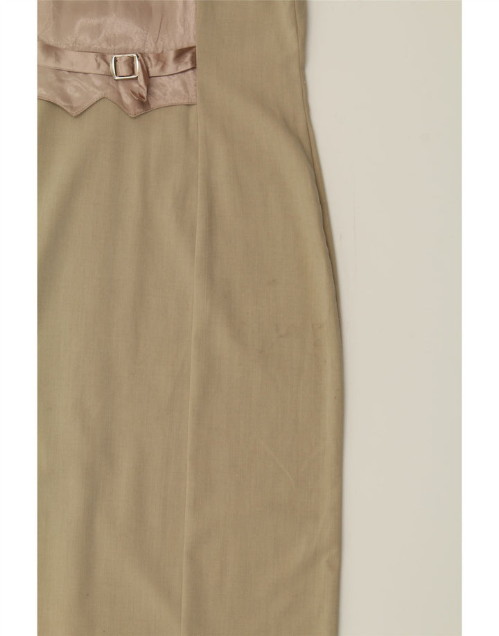 CLOCK HOUSE Womens Sleeveless Shirt Dress IT 42/44 Medium Beige Polyester Vintage CLOCK HOUSE and Second-Hand CLOCK HOUSE from Messina Hembry 