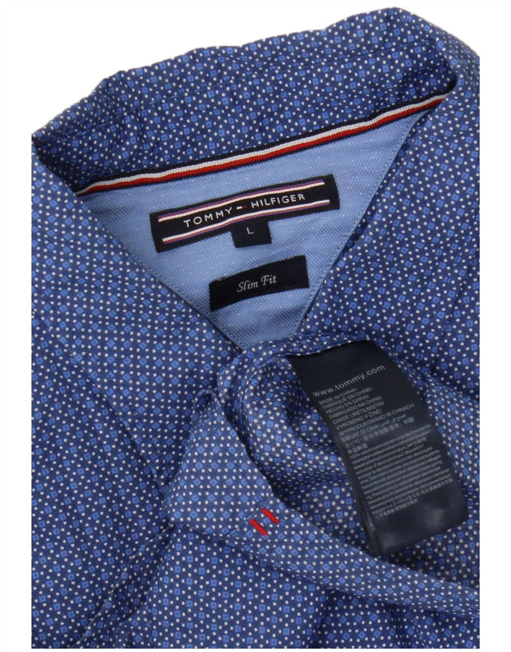 Cămașă pentru bărbați TOMMY HILFIGER Slim Fit, mare, albastru, geometric din bumbac