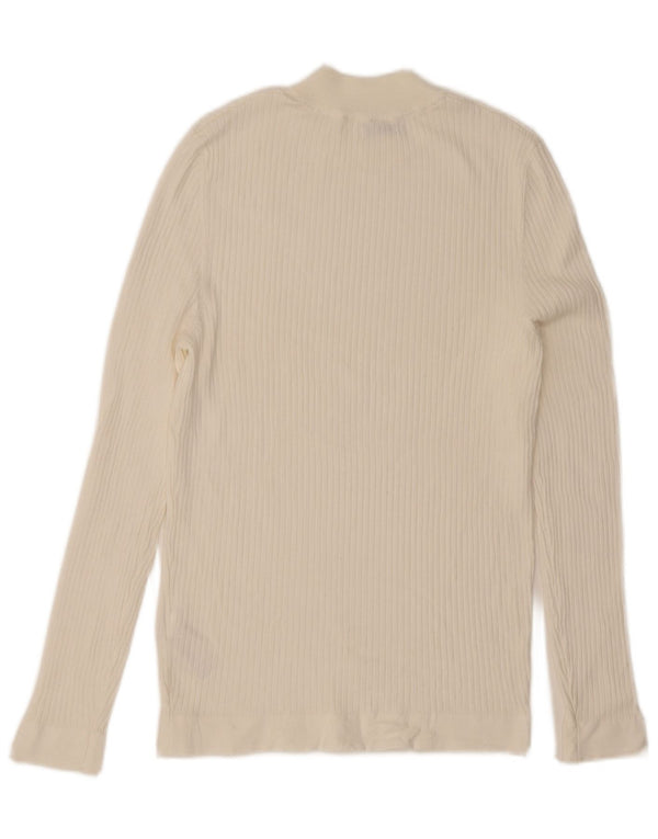 Top femei Zara cu mânecă lungă UK 12 Medium White Viscose