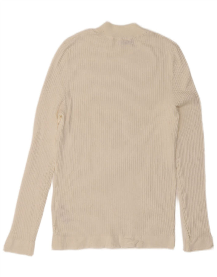 Top femei Zara cu mânecă lungă UK 12 Medium White Viscose