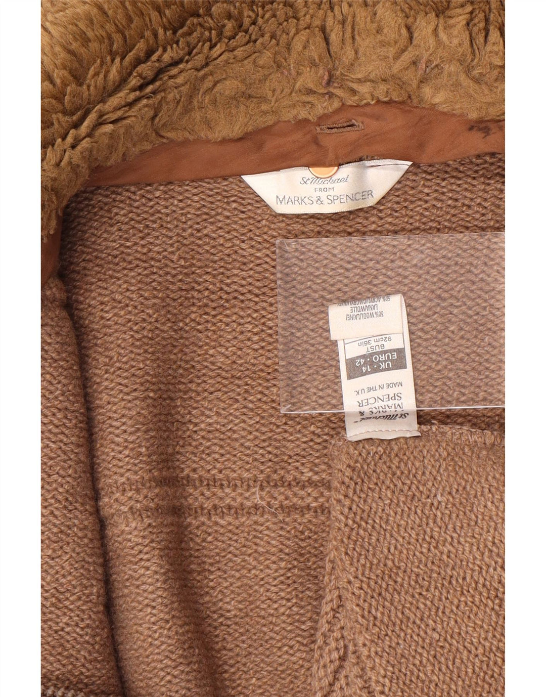 Pulover cardigan pentru femei Marks & Spencer SUK 14 Lână maro medie