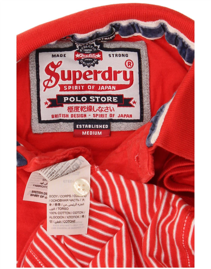 Tricou polo pentru bărbați Superdry, bumbac cu dungi roșii medii