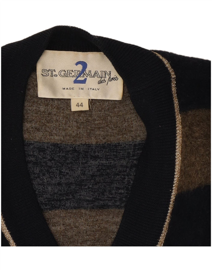 Pulover Cardigan Vintage pentru Damă IT 44 Maro Mediu Cu dungi