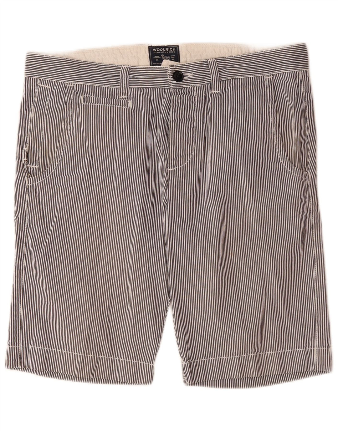 Pantaloni scurți chino pentru bărbați Woolrich W33, bumbac cu dungi, albastru marin mediu
