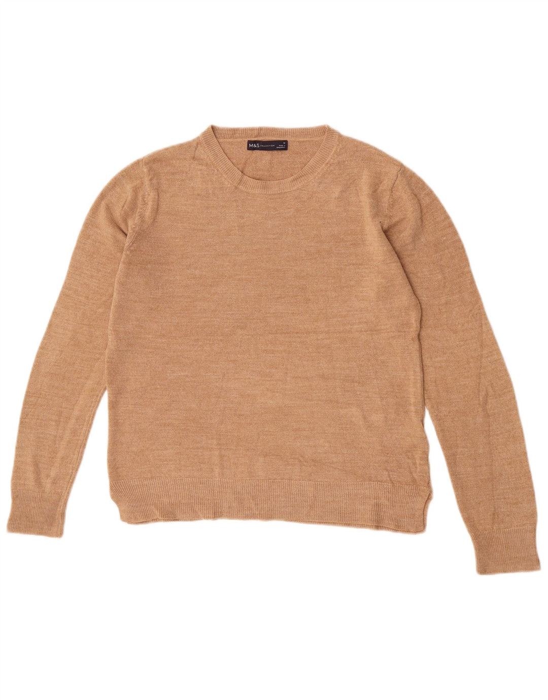 Pulover pentru femei Marks & Spencer cu decolteu rotund UK 12 Medium Bej Acrilic