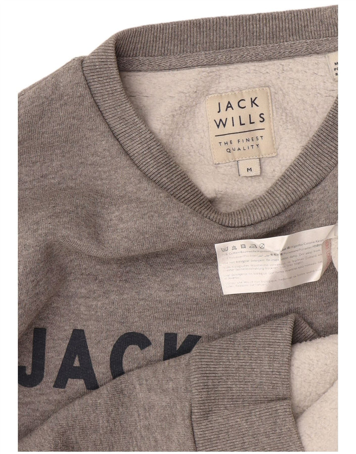 Pulover cu grafic pentru bărbați Jack Wills, bumbac cu pete, gri mediu