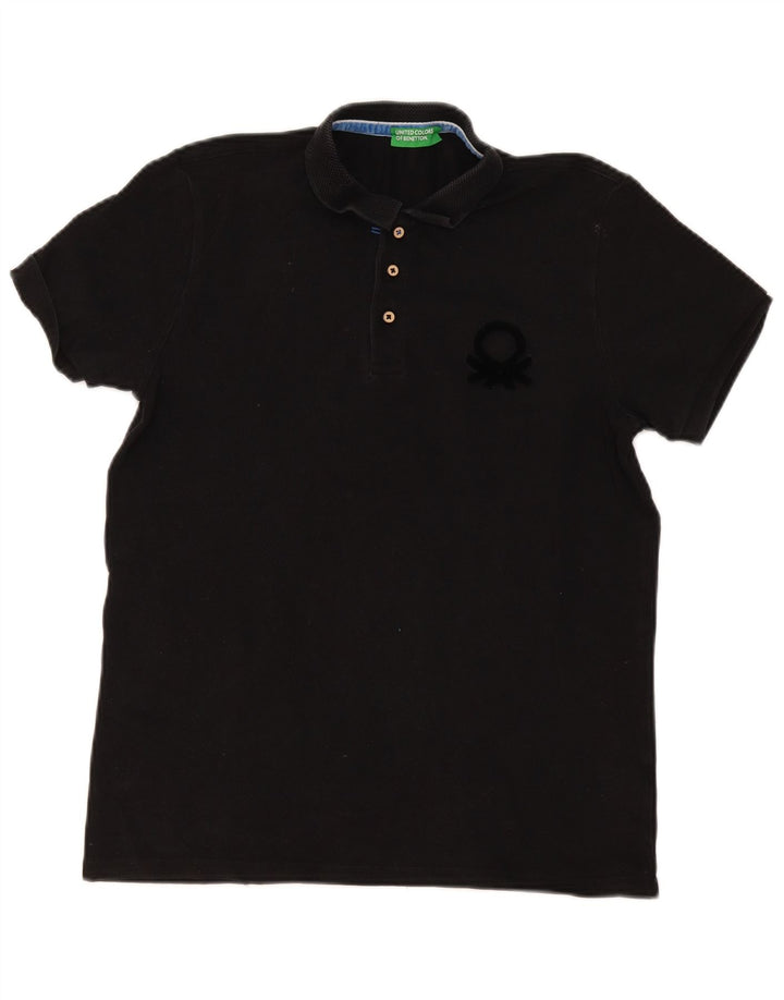 Tricou polo pentru bărbați Benetton, mare, negru, bumbac