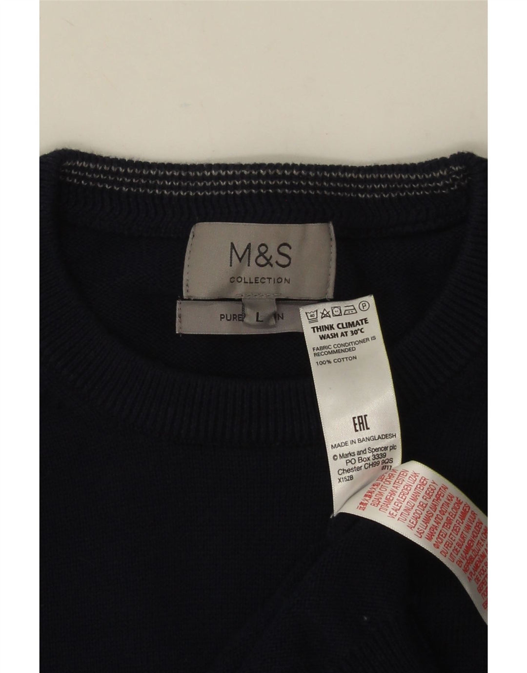MARKS & SPENCER Pulover pentru bărbați cu gât crew pulover mare din bumbac bleumarin
