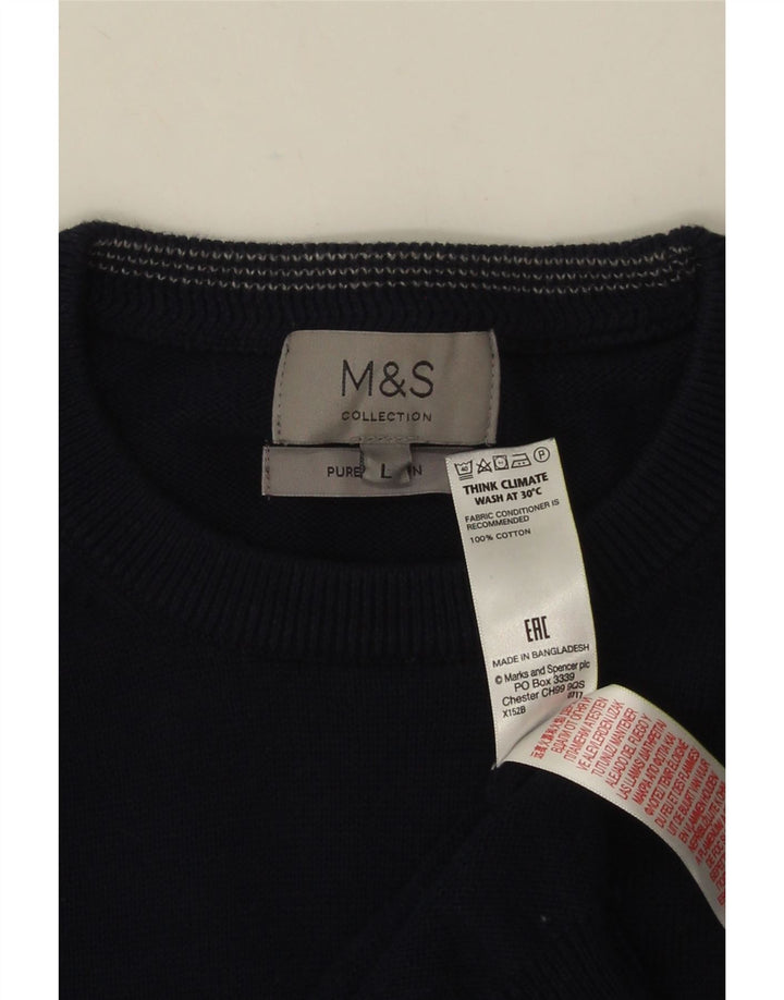 MARKS & SPENCER Pulover pentru bărbați cu gât crew pulover mare din bumbac bleumarin