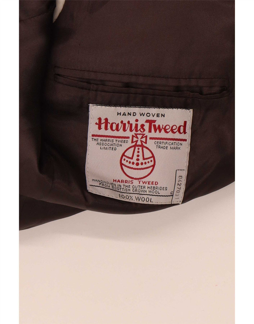 Jachetă pentru bărbați Harris Tweed, cu 2 nasturi, UK 40, lână mare, maro, în spinare