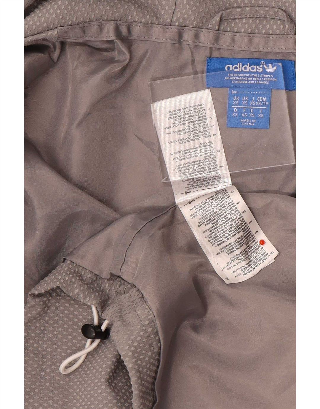 Jachetă de ploaie cu glugă Adidas pentru bărbați UK 34 XS Gri poliester color bloc