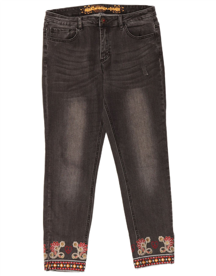 Blugi drepti pentru femei Desigual W32 L28 Gri Floral