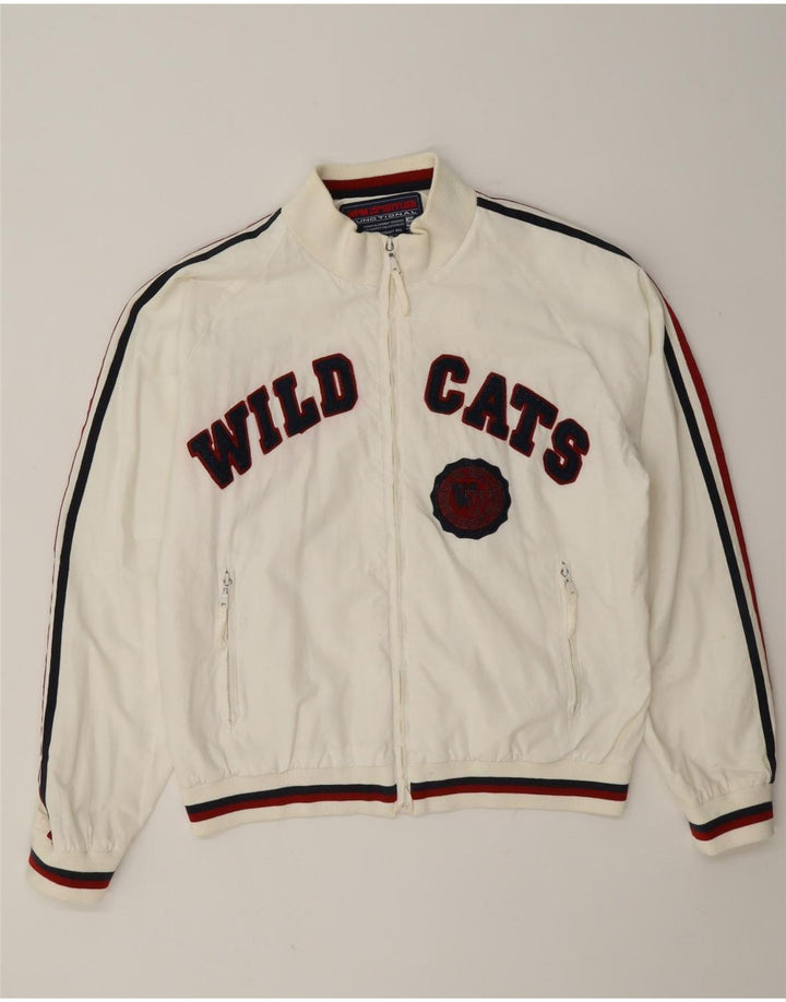 Jachetă bomber cu grafică Wildcats WPM pentru bărbați UK 40, mare, alb, bloc de culoare