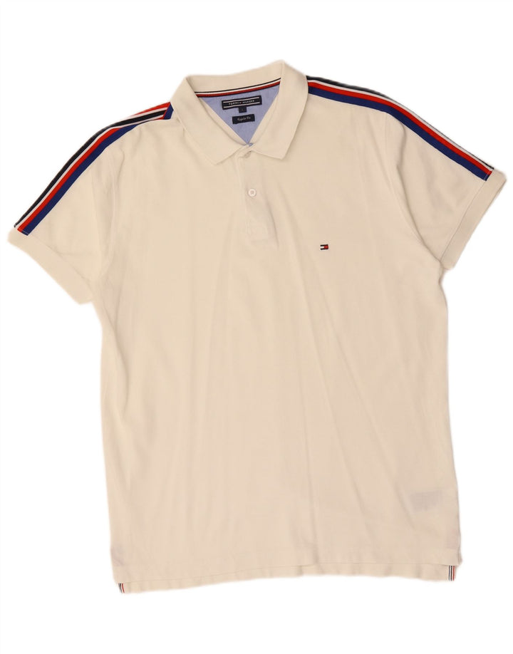 Cămașă polo TOMMY HILFIGER pentru bărbați, cu croială normală, mare, alb, color block