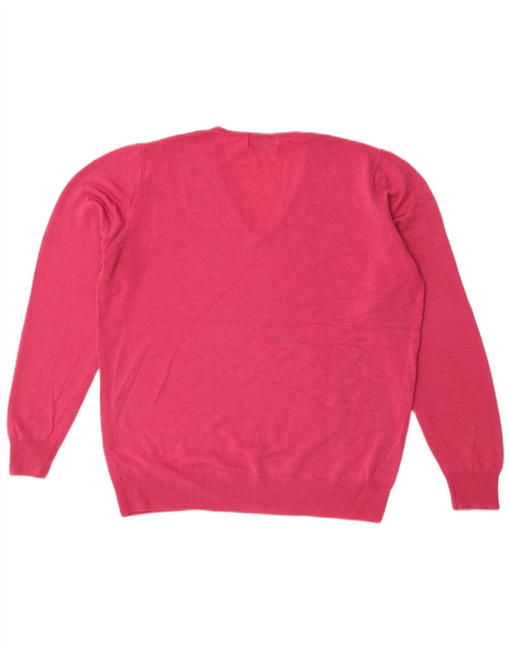 Pulover pentru femei Marks & Spencer cu decolteu în V UK 14 Medium Pink Lână nouă