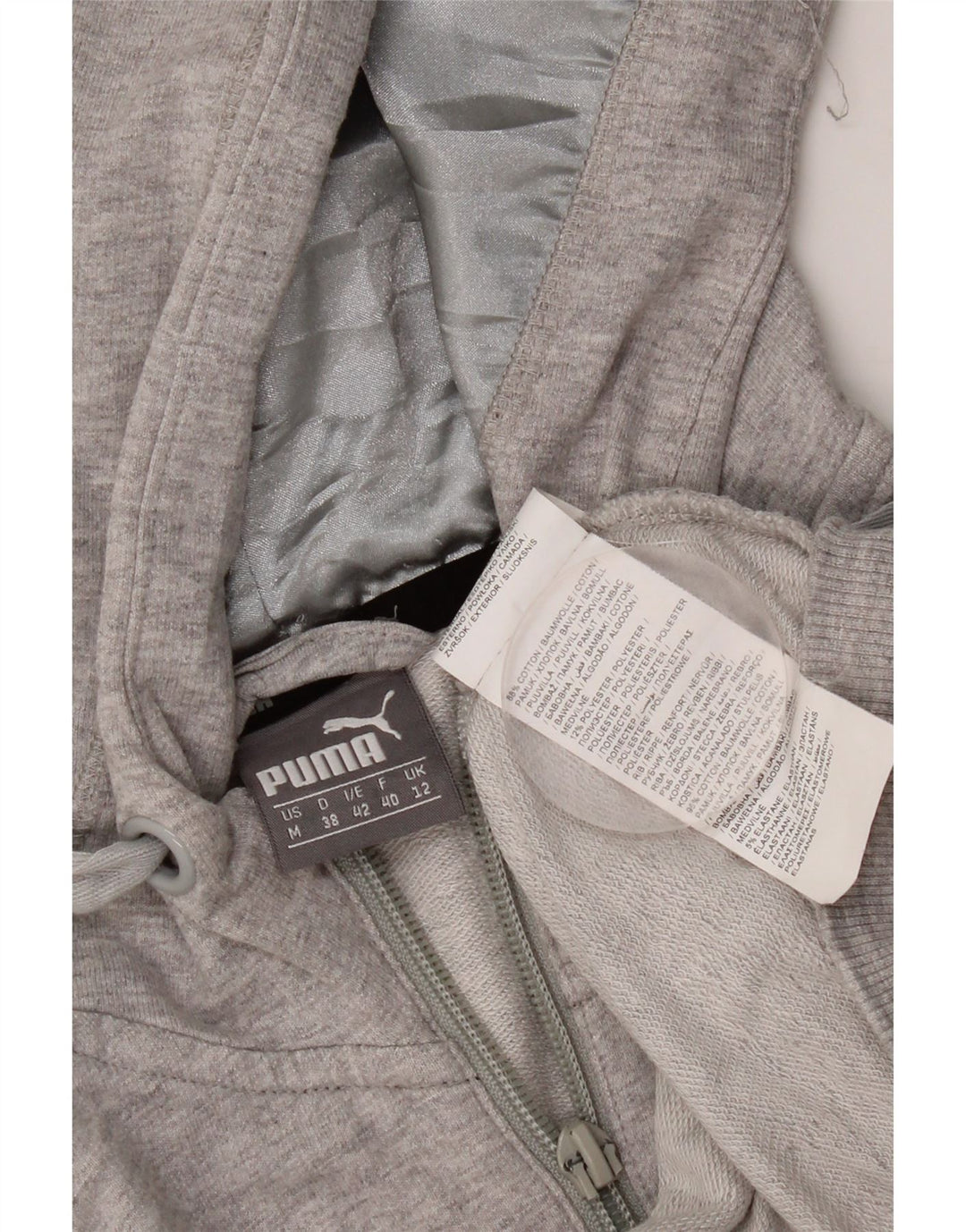 Pulover Puma pentru femei, cu fermoar, UK 12, bumbac gri mediu