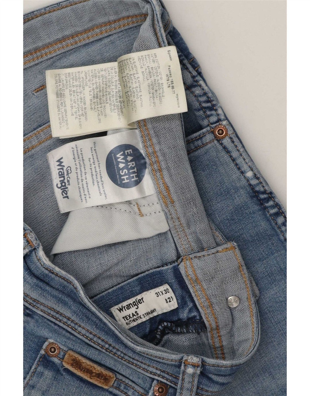 Blugi drepte pentru bărbați Wrangler Texas W31 L30 Bumbac albastru