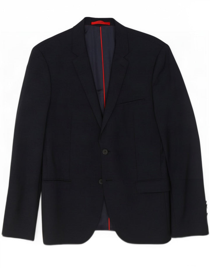 Blazer pentru bărbați Hugo Boss cu 2 nasturi EU 48 Lână medie albastru bleumarin