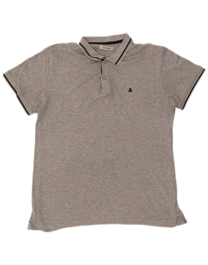 Tricou polo Jack & Jones pentru bărbați, bumbac cu pete gri mediu