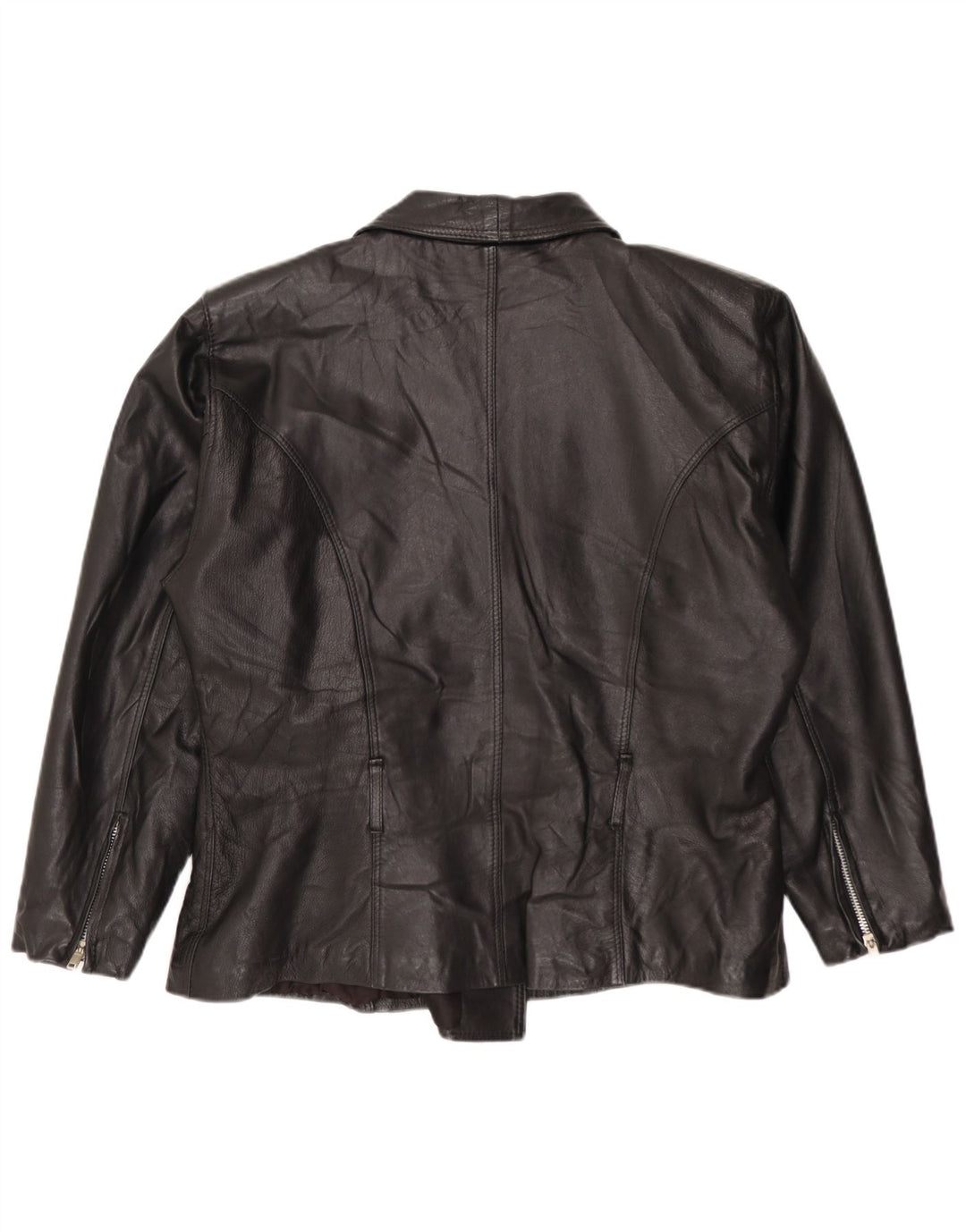 Jachetă de motociclist din piele vintage pentru femei UK 14 Medium Black