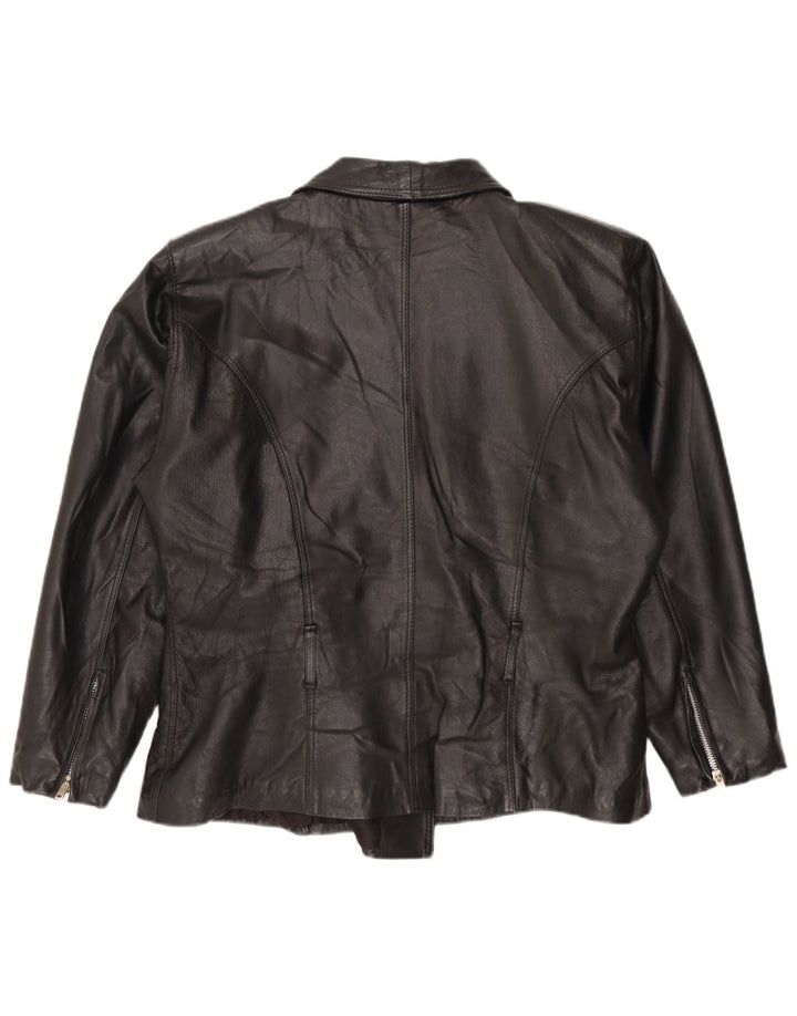 Jachetă de motociclist din piele vintage pentru femei UK 14 Medium Black