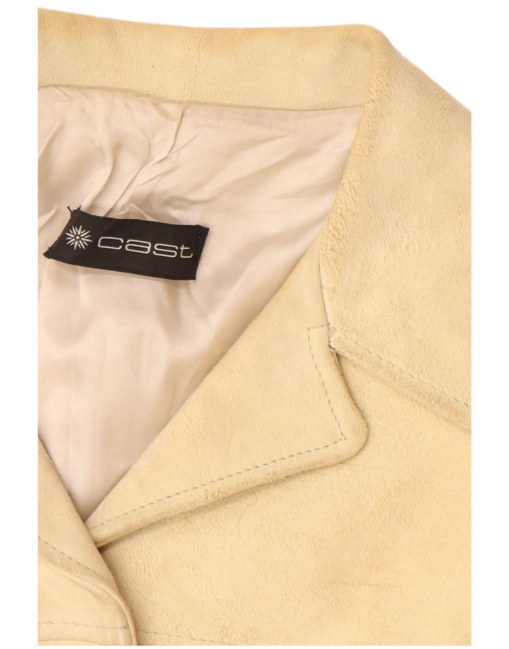 Jachetă vintage pentru femei de piele intoarsa UK 12 Medium Beige Piele