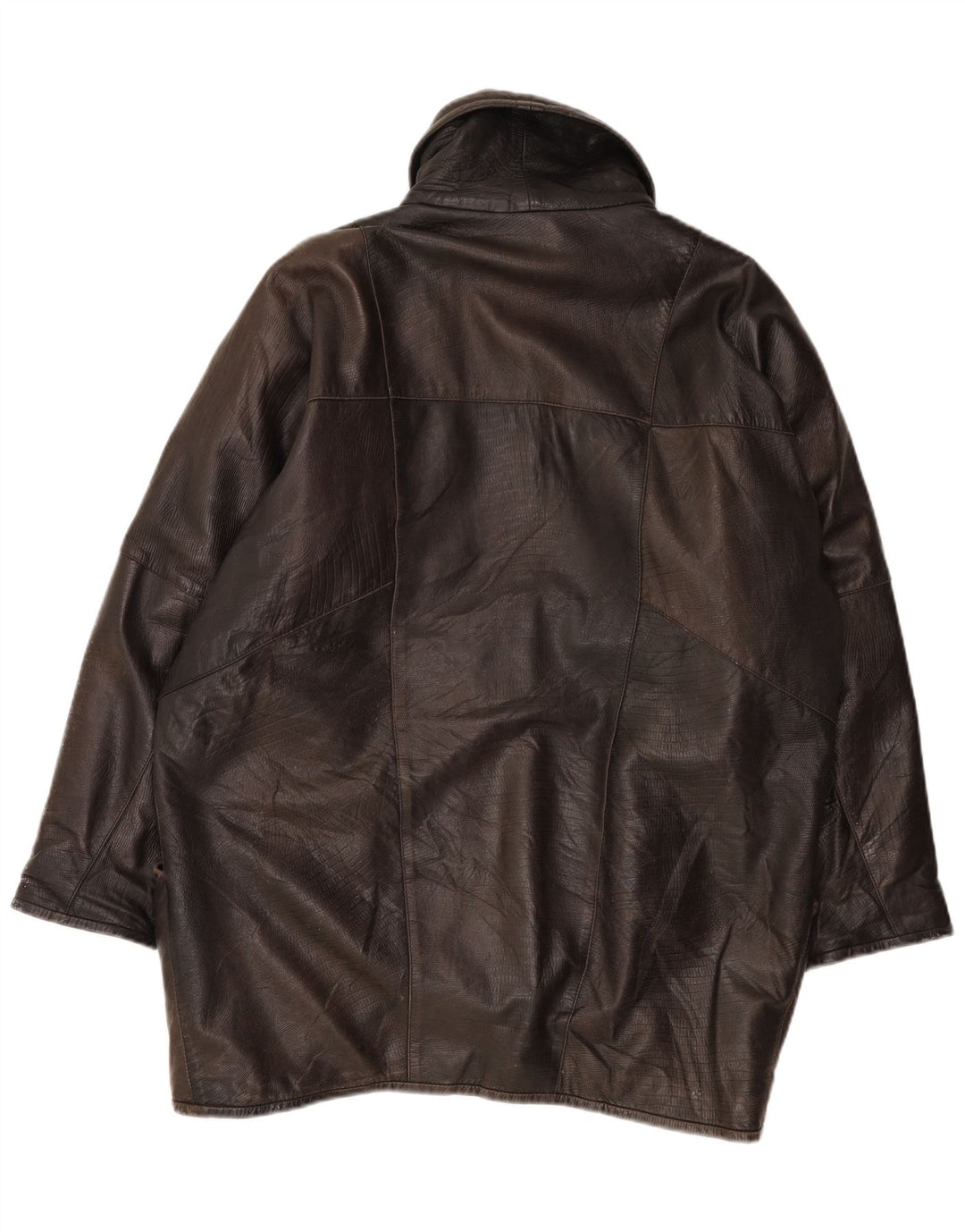 Jachetă de piele vintage pentru femei supradimensionată EU 44 XL din piele maro