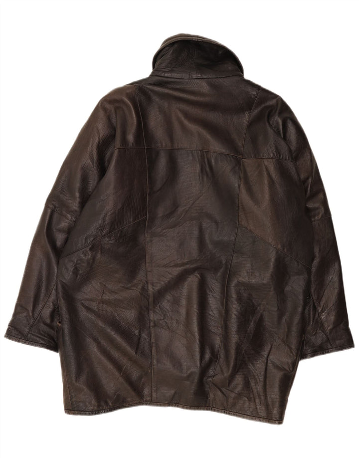 Jachetă de piele vintage pentru femei supradimensionată EU 44 XL din piele maro