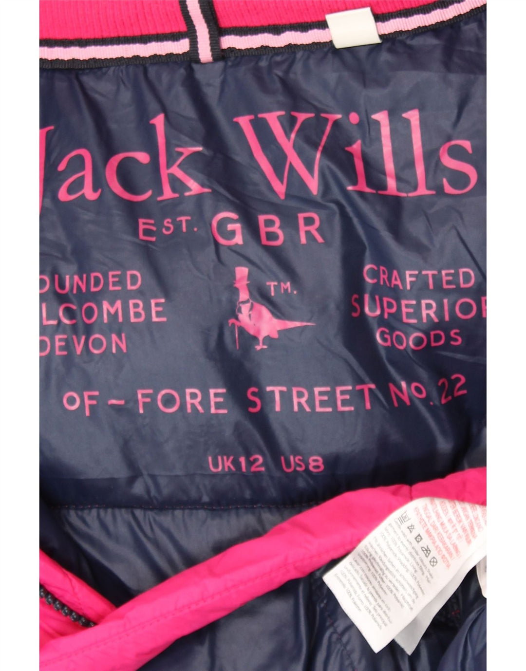 Jachetă căptușită cu glugă Jack Wills pentru femei UK 12 Poliamidă roz mediu