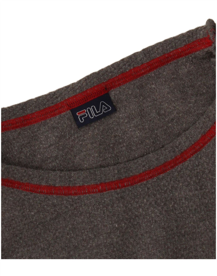 Top Crop Graphic Femei Fila cu mânecă lungă UK 16 Large Gri