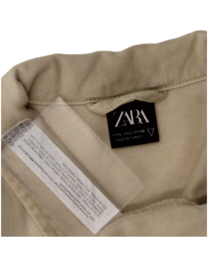 ZARA Mens Bomber Jacket UK 40 Large Beige Lyocell