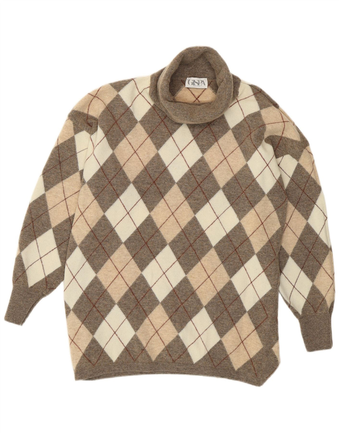 Pulover Gispa pentru femei cu gât rulat UK 18 XL Gri Argyle/Diamond