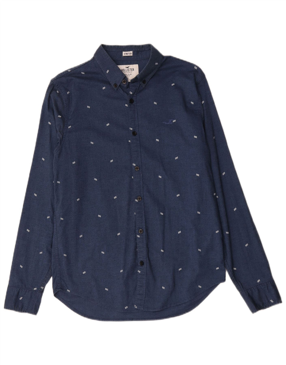 Cămașă Hollister pentru bărbați, mică, albastru, bumbac cu pete