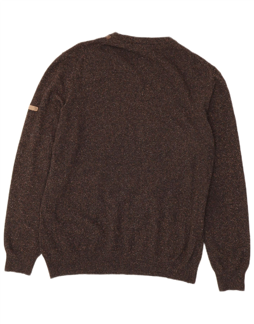 Pulover pentru bărbați cu gât crew Navigare, maro mediu, lână Argyle/Diamond