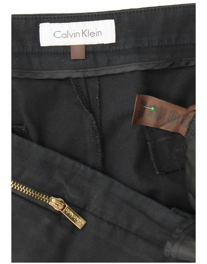 CALVIN KLEIN Pantaloni drepți tăiați pentru femei W38 L27 bumbac negru
