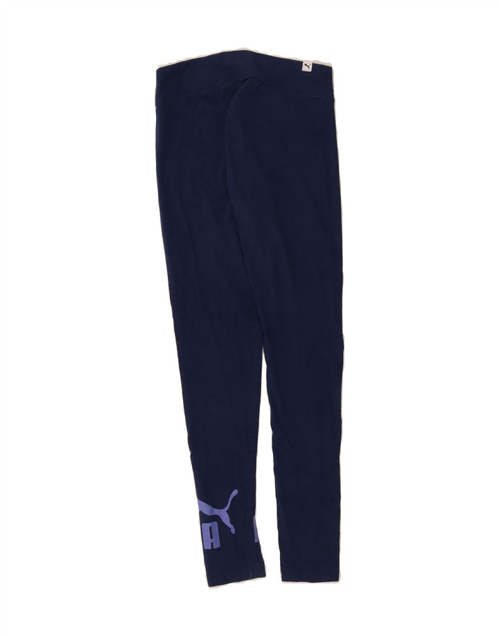 PUMA Womens Graphic Leggings UK 12 Medium  Navy Blue Vintage Puma and Second-Hand Puma from Messina Hembry 