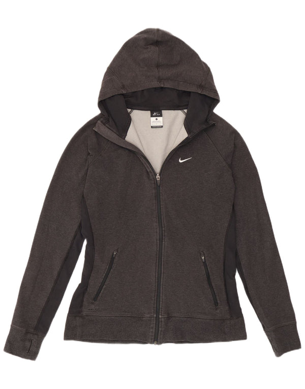 Pulover Nike Dri Fit, cu fermoar, pentru femei, UK 16, mare, gri bumbac