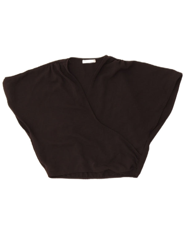 Bluză supradimensionată Crop pentru femei Zara UK 10 Poliester negru mic