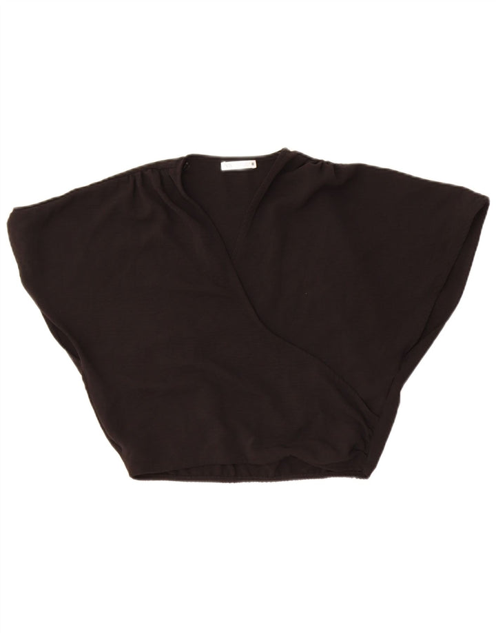 Bluză supradimensionată Crop pentru femei Zara UK 10 Poliester negru mic