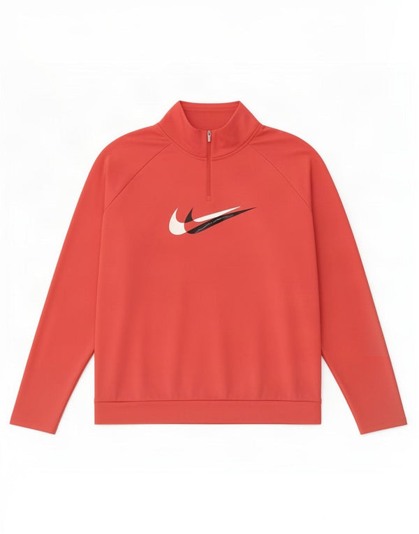 Top de trening Nike Dri Fit, cu fermoar și gât, pentru femei, UK 18 XL, poliester roz