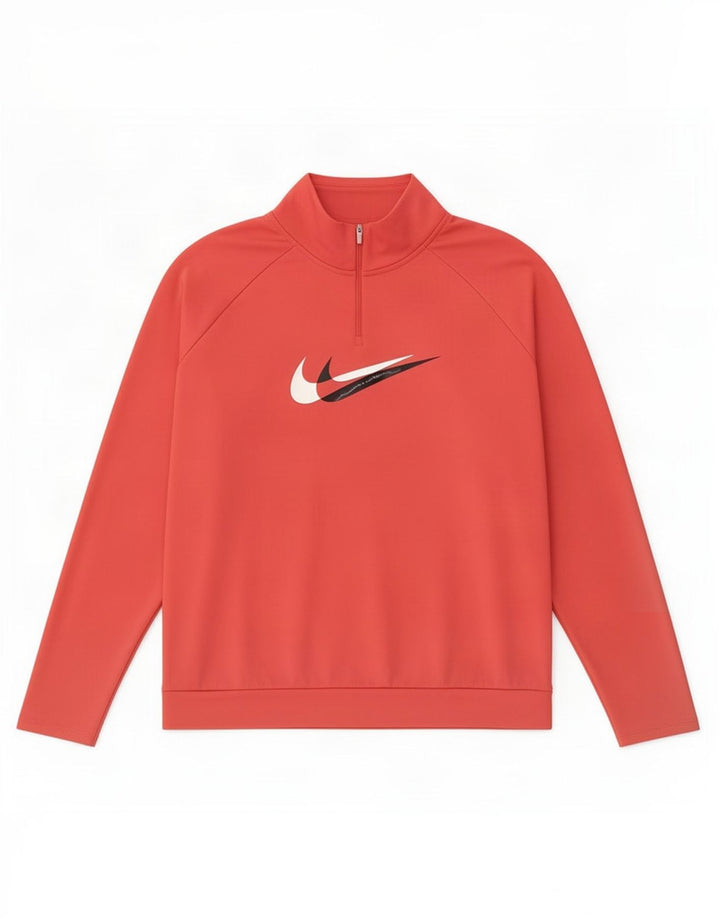 Top de trening Nike Dri Fit, cu fermoar și gât, pentru femei, UK 18 XL, poliester roz