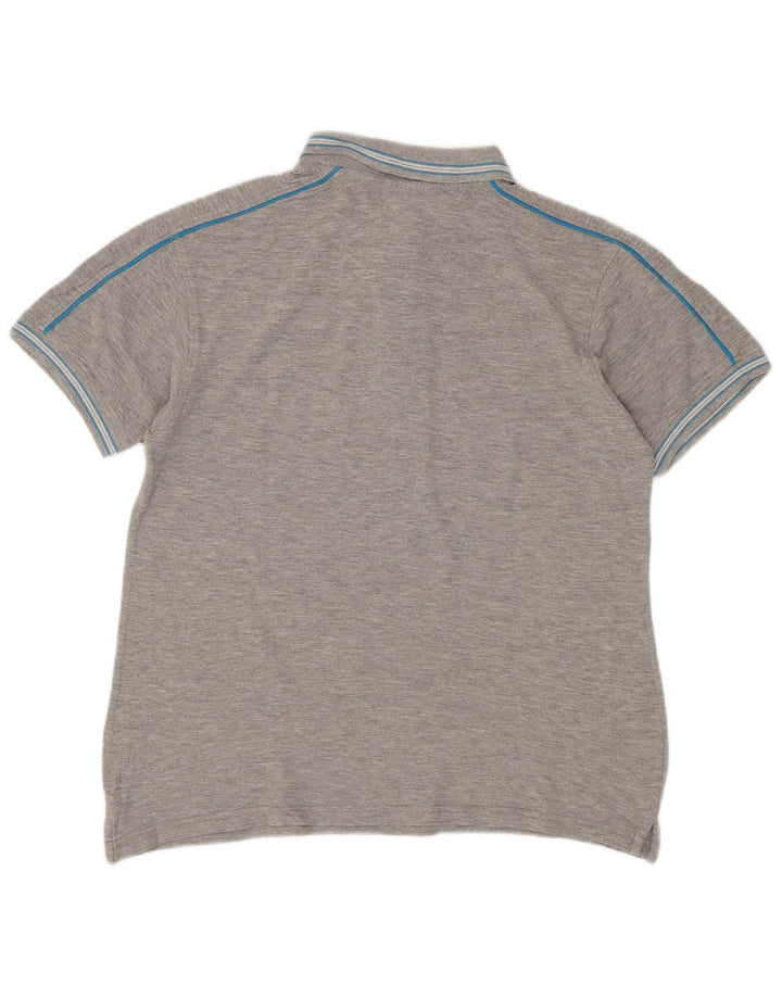 Tricou polo pentru bărbați Lotto, bumbac cu dungi gri, mare
