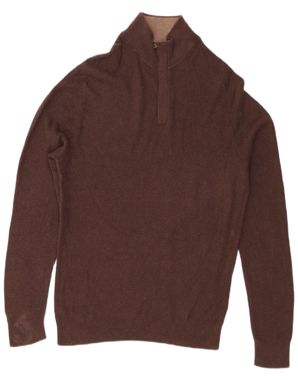 Pulover Massimo Dutti pentru bărbați, cu fermoar și gât, bumbac maro XL
