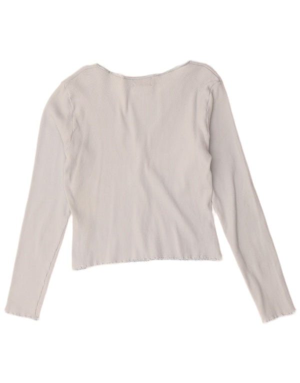 Top cardigan crop Hobbs pentru femei UK 14, bumbac albastru mediu