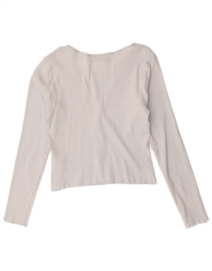 Top cardigan crop Hobbs pentru femei UK 14, bumbac albastru mediu