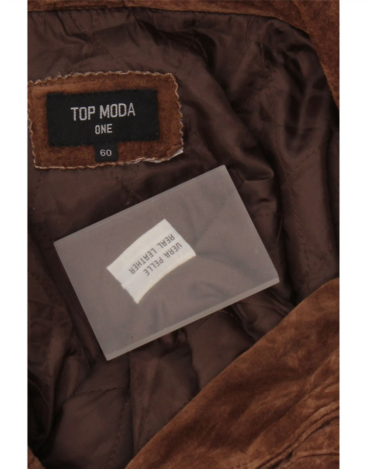 Jachetă vintage bărbătească din piele intoarsa Mărimea 60 3XL din piele maro