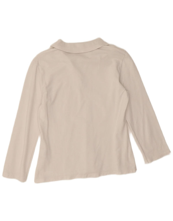 Tricou polo cu mânecă lungă pentru femei Benetton UK 12 Medium White
