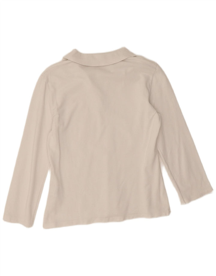 Tricou polo cu mânecă lungă pentru femei Benetton UK 12 Medium White