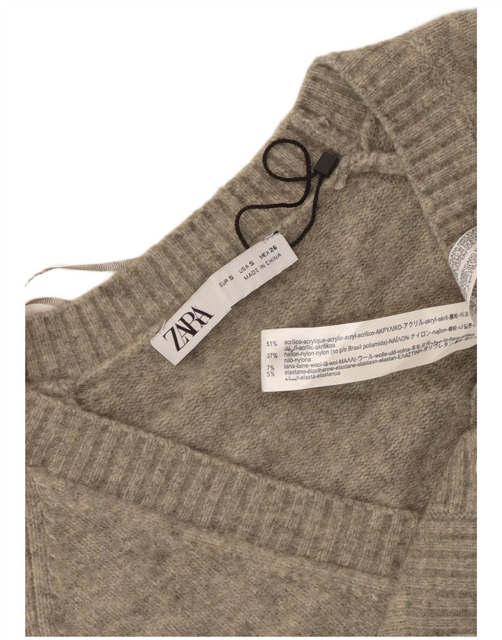 Pulover cardigan supradimensionat pentru femeie Zara UK 10 mic, gri cu pete